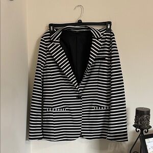 Black and White Striped Blazer